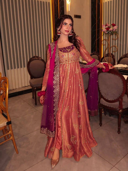 NEW DESIGNER FENDY SILK ANARKALI GOWN SET