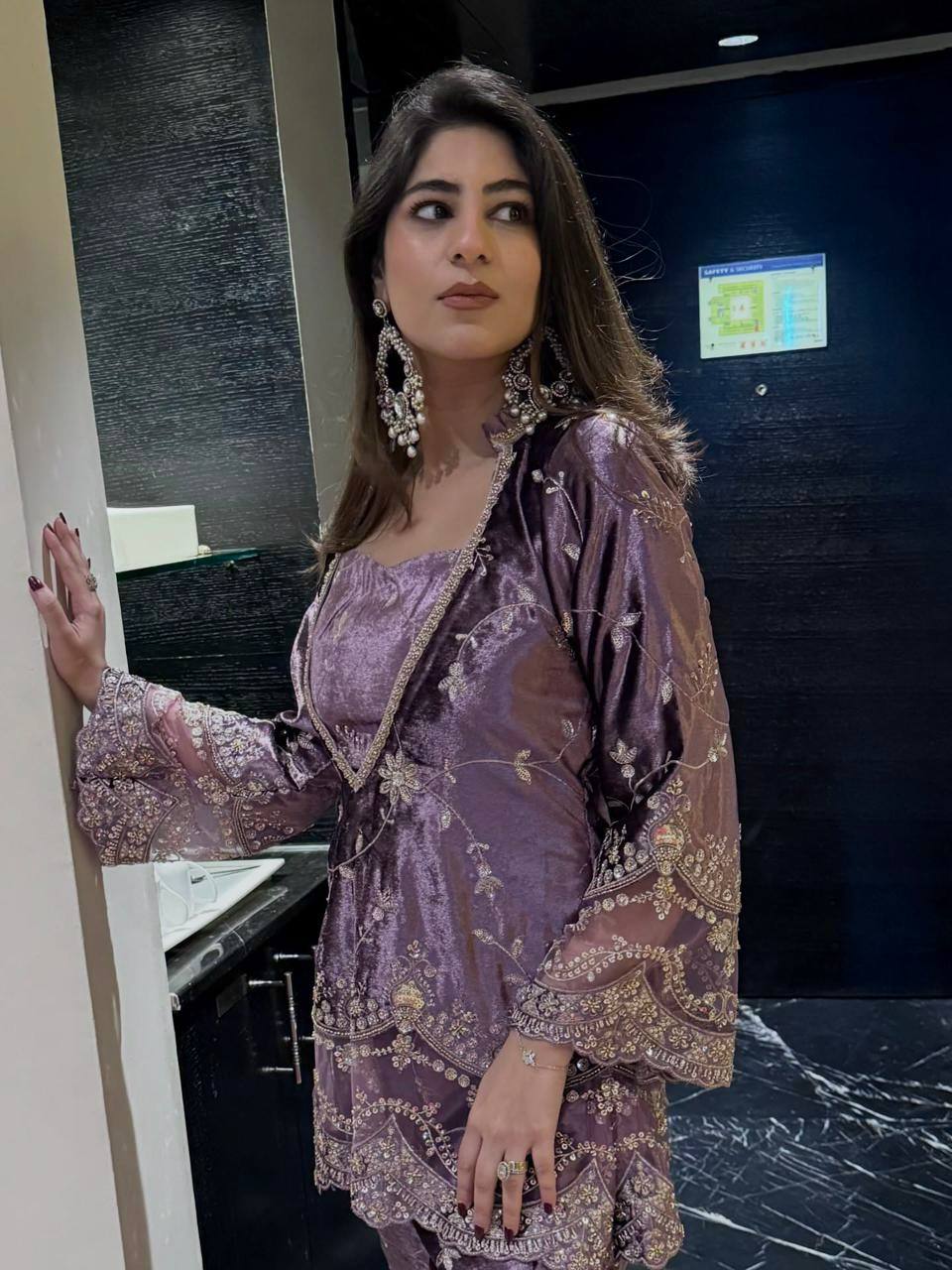 ZAREEN - PURPLE BLOUSE KURTI & PLAZZO SET