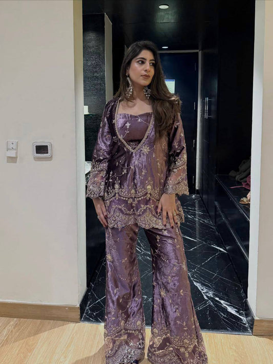 ZAREEN - PURPLE BLOUSE KURTI & PLAZZO SET