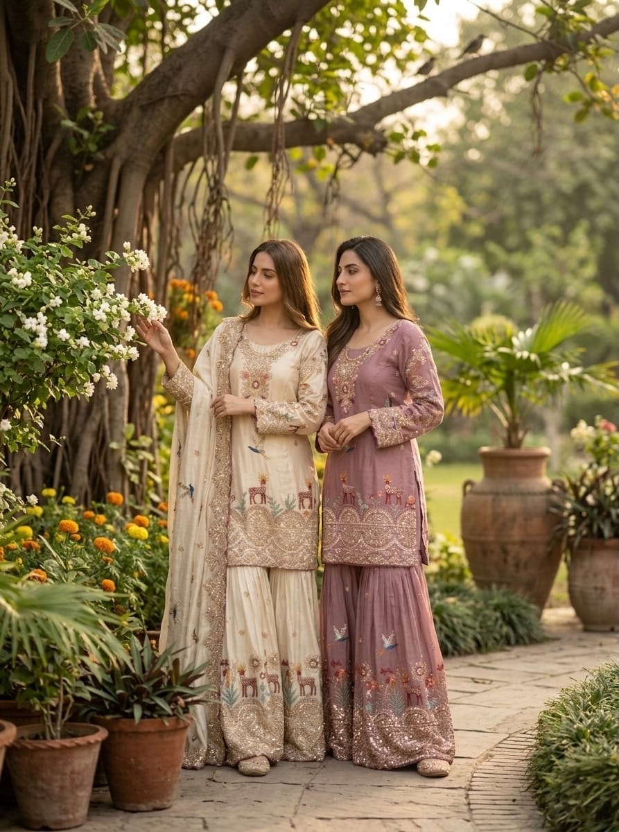 CHINON SILK  PREMIUM SHARARA SUIT SET