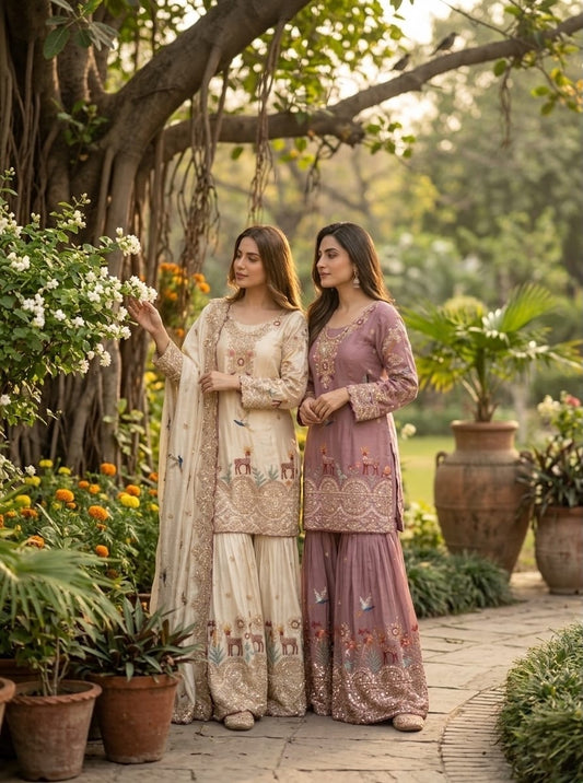CHINON SILK  PREMIUM SHARARA SUIT SET