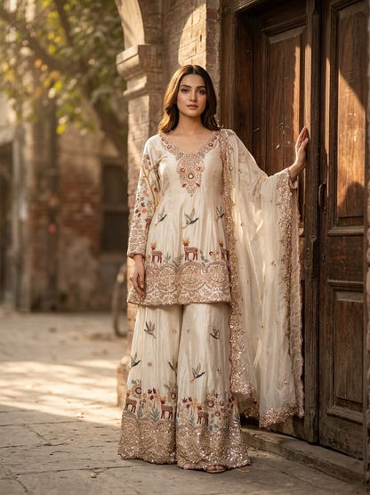 CHINON SILK  PREMIUM SHARARA SUIT SET