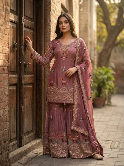 CHINON SILK  PREMIUM SHARARA SUIT SET