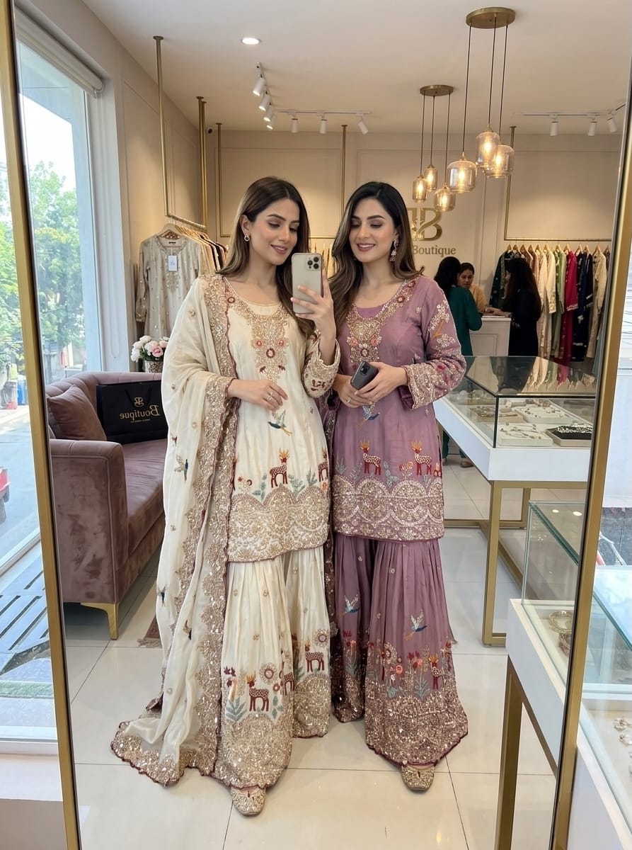CHINON SILK  PREMIUM SHARARA SUIT SET