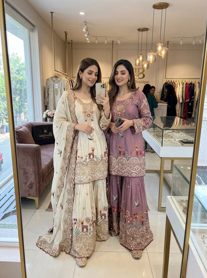 CHINON SILK  PREMIUM SHARARA SUIT SET