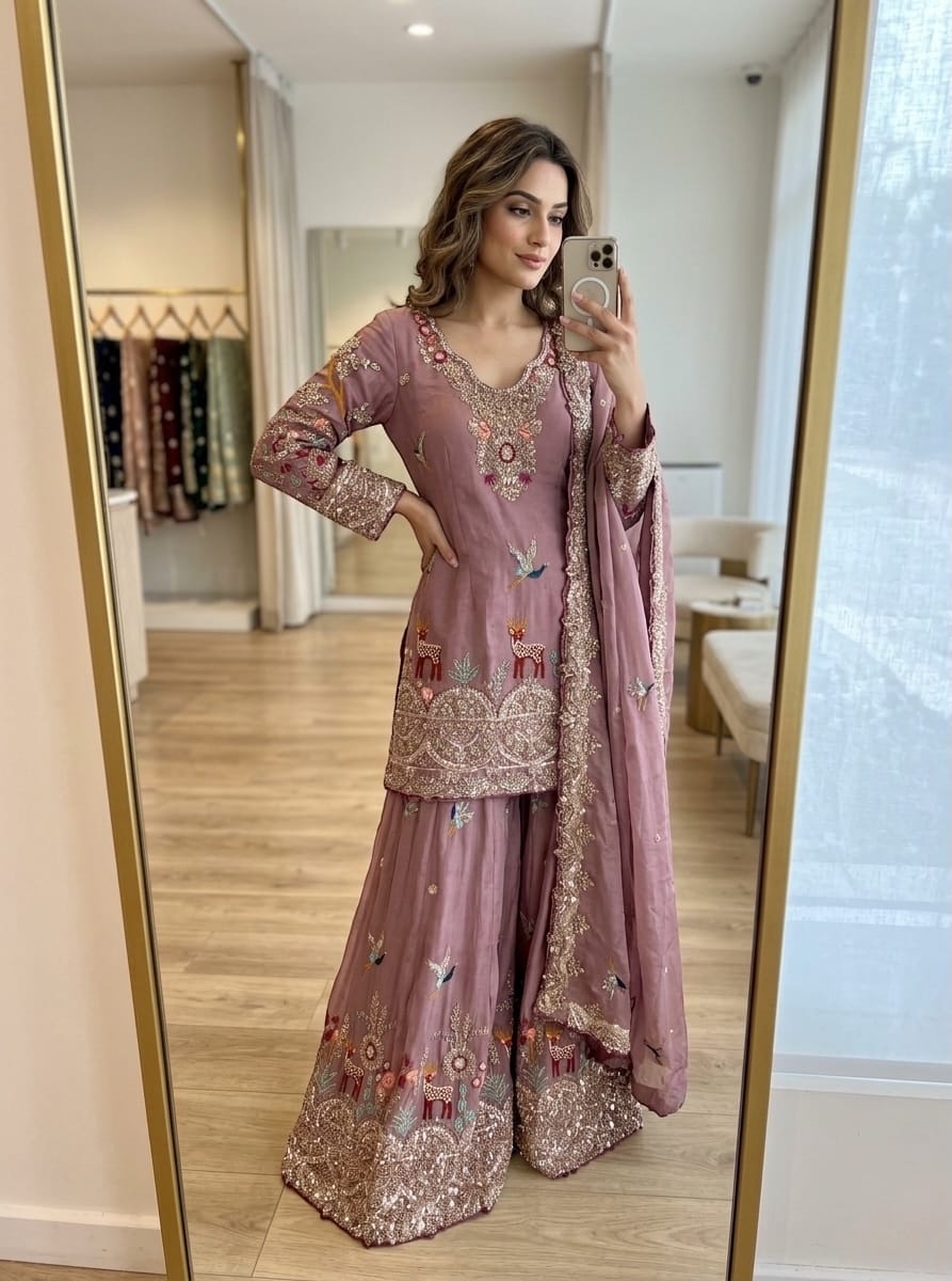 CHINON SILK  PREMIUM SHARARA SUIT SET