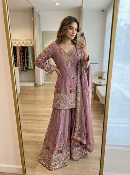 CHINON SILK  PREMIUM SHARARA SUIT SET
