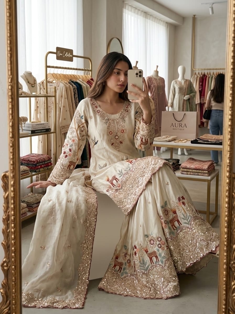 CHINON SILK  PREMIUM SHARARA SUIT SET