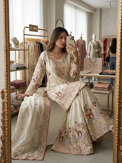 CHINON SILK  PREMIUM SHARARA SUIT SET