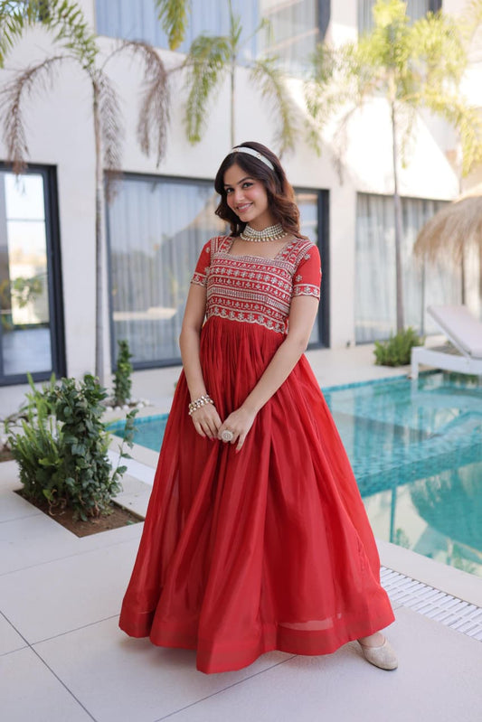 ANARKALI GOWN WITH SEQUIINS & ZARI WORK