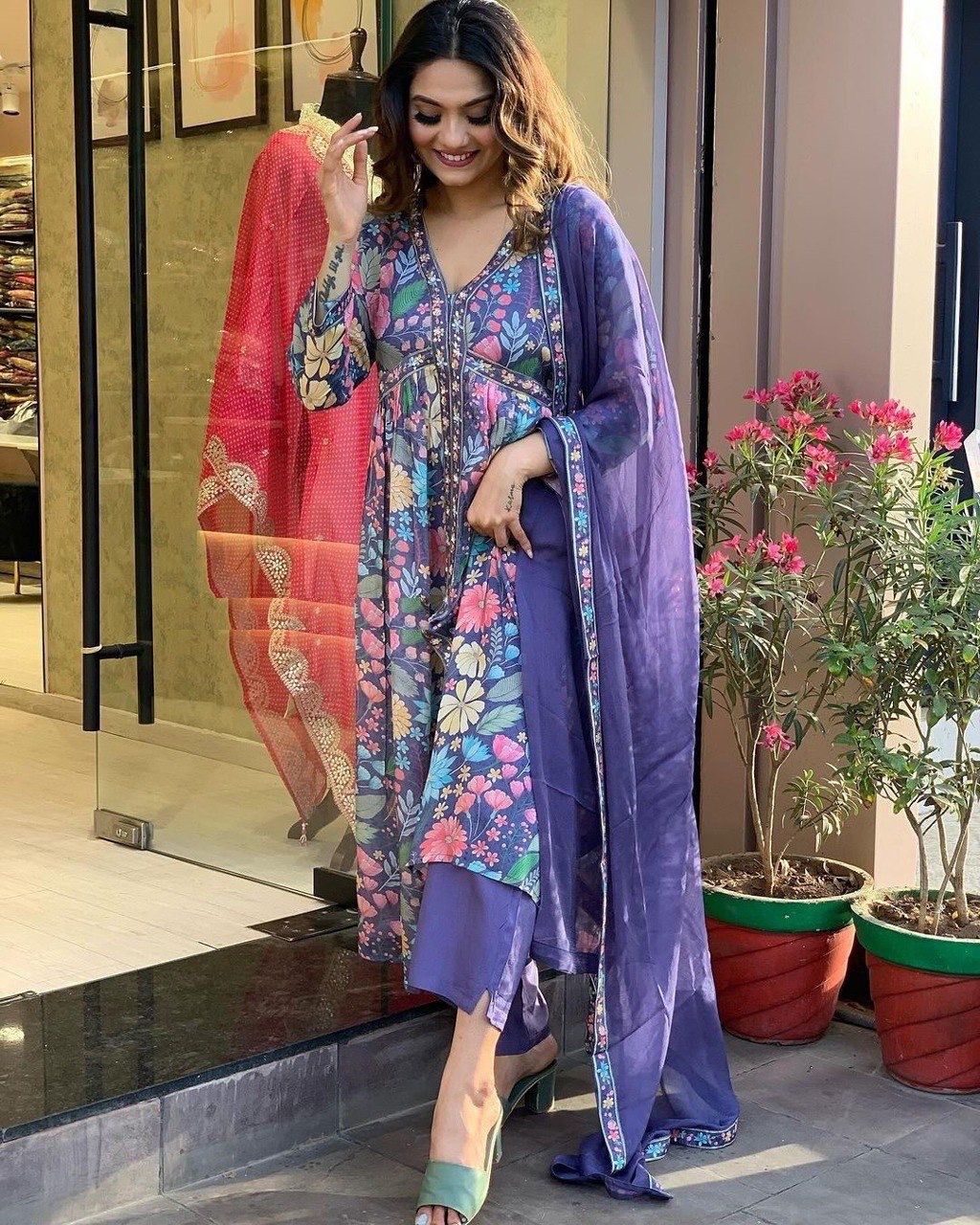 ALIYA-CUT KURTI PANT WITH DUPATTA FOR WOMEN'S