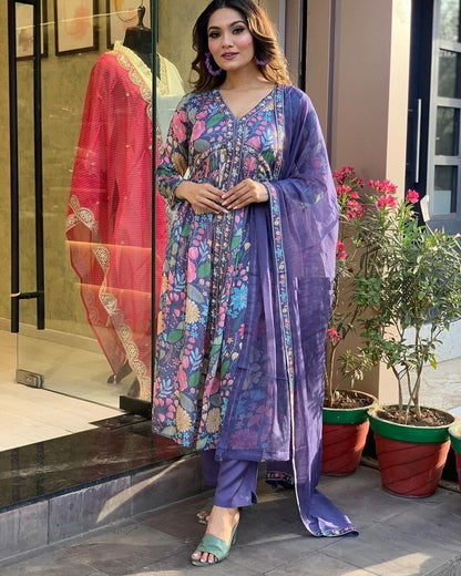 ALIYA-CUT KURTI PANT WITH DUPATTA FOR WOMEN'S