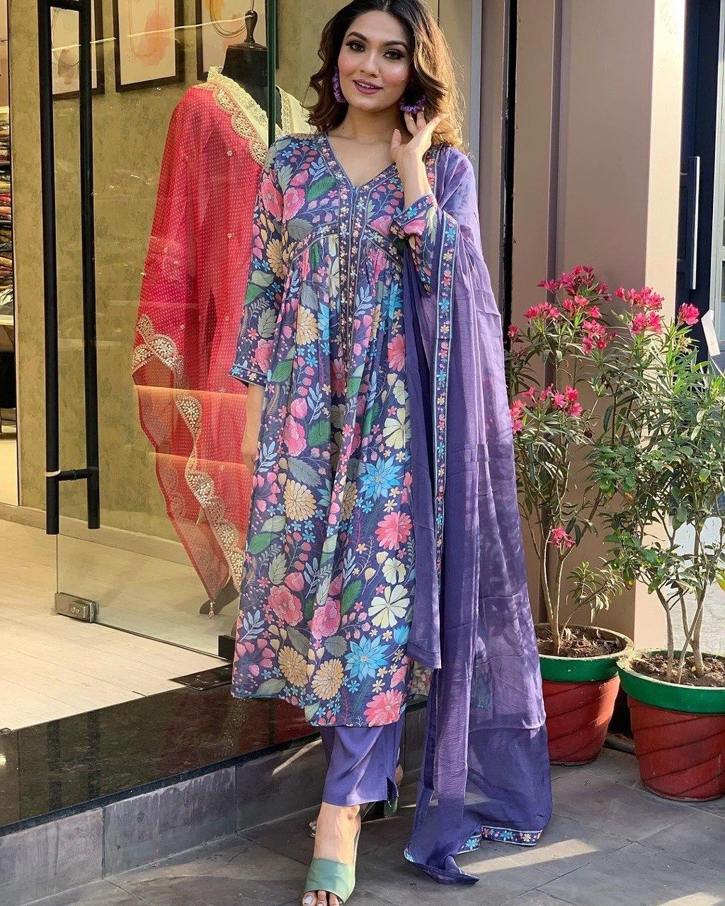 ALIYA-CUT KURTI PANT WITH DUPATTA FOR WOMEN'S