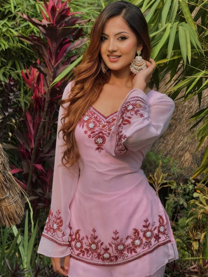 BARBIE PINK - KURTI PLAZZO SUIT SET