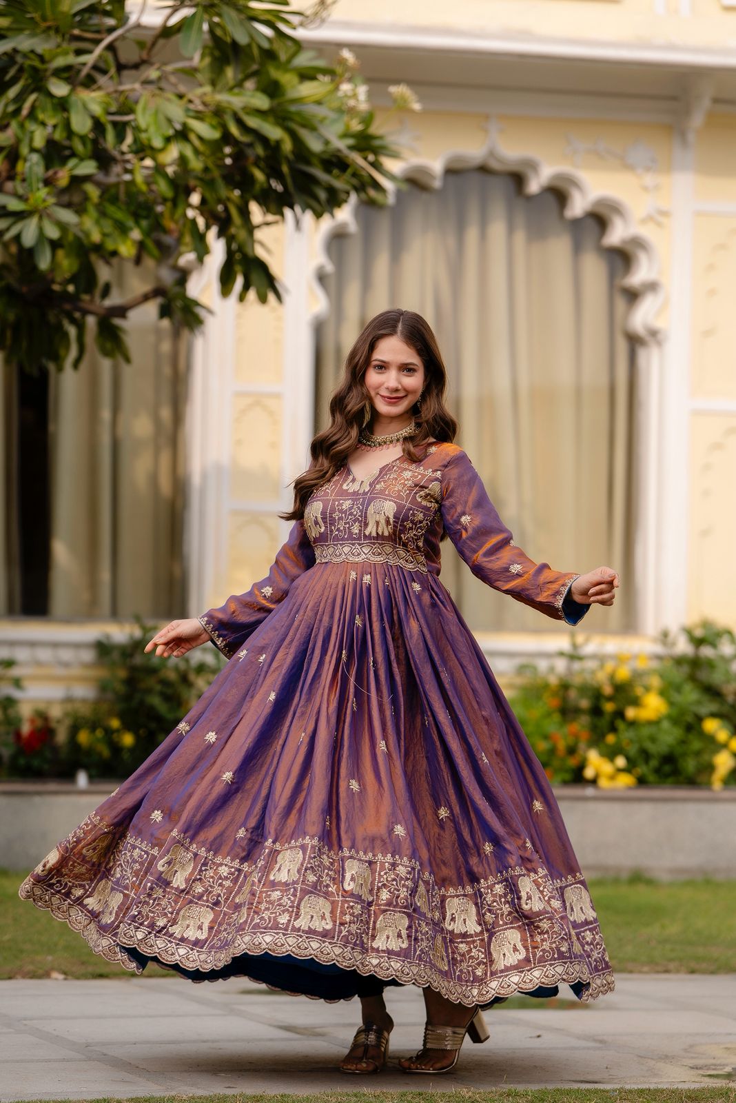 SATIN ANARKALI GOWN WITH EMBROIDERY WORK