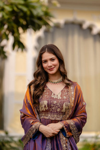 SATIN ANARKALI GOWN WITH EMBROIDERY WORK