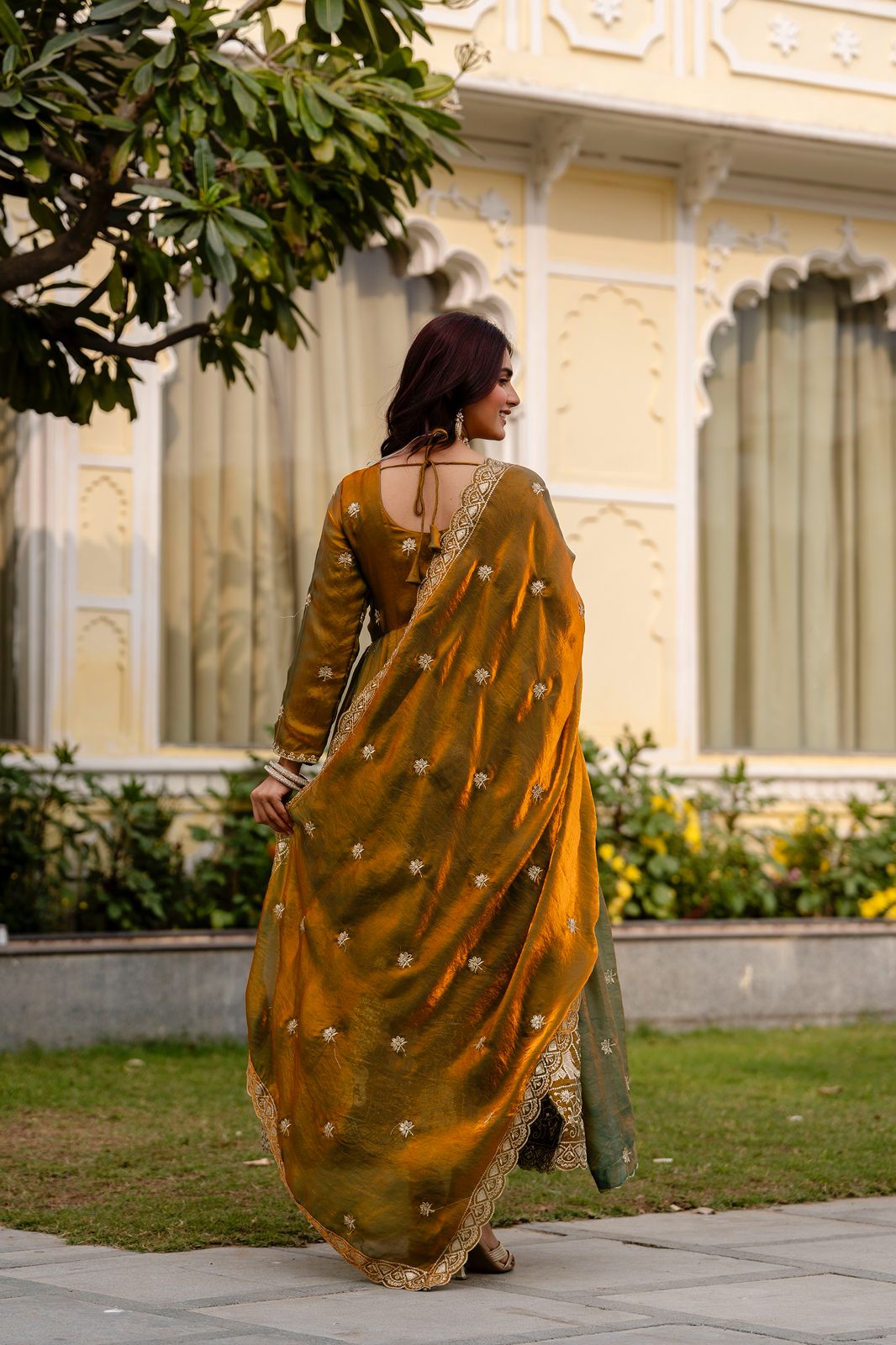 SATIN ANARKALI GOWN WITH EMBROIDERY WORK