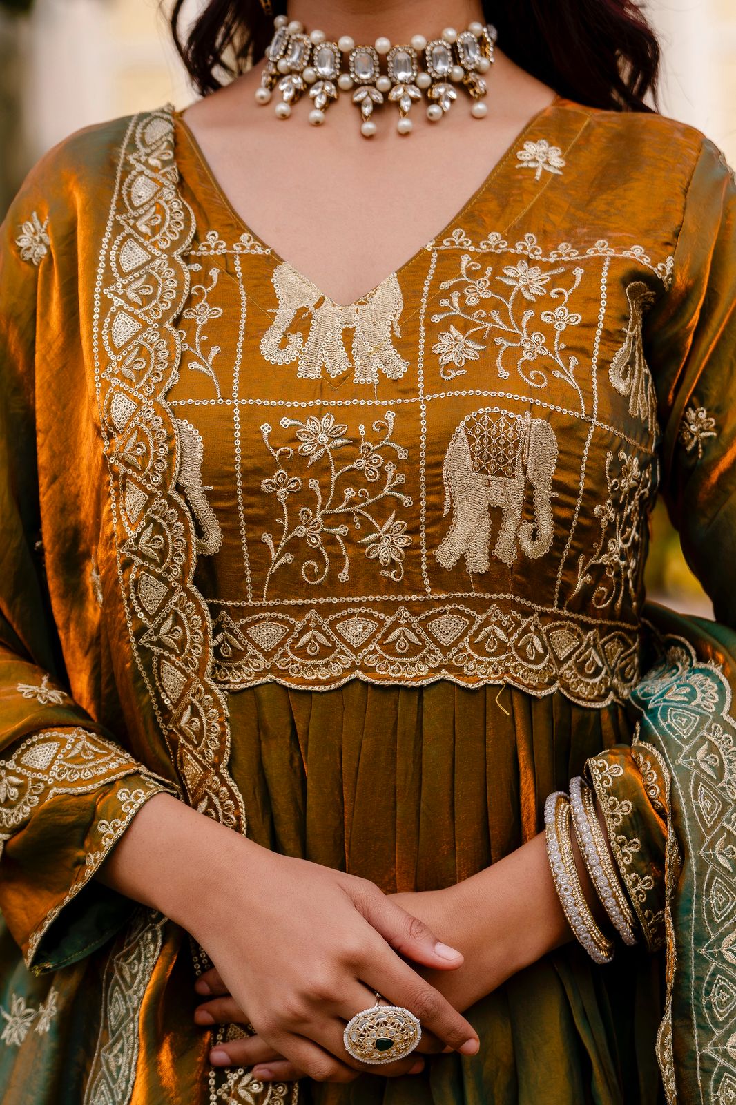 SATIN ANARKALI GOWN WITH EMBROIDERY WORK