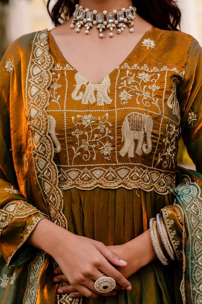 SATIN ANARKALI GOWN WITH EMBROIDERY WORK