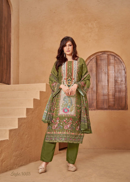 MUSLIN DIGITAL PRINT SUIT WITH AARI HANDWORK AND REAL MIRROR WORK