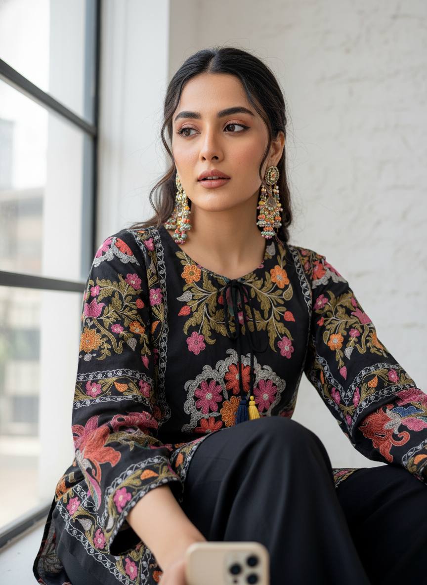 BLACK COTTON CO-ORD SET FOR SUMMER'S