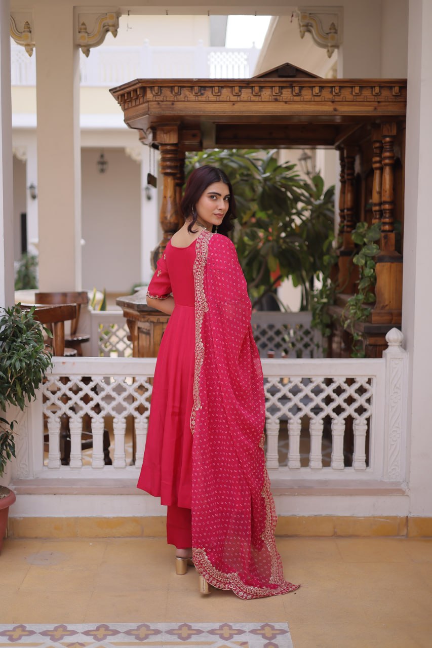 FANCY KURTI SET WITH SEQUINS CUT WORK DUPATTA
