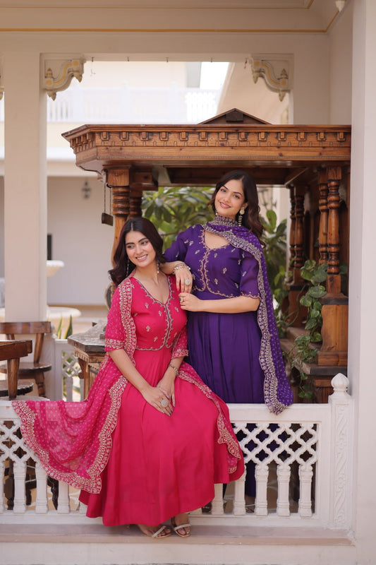 FANCY KURTI SET WITH SEQUINS CUT WORK DUPATTA