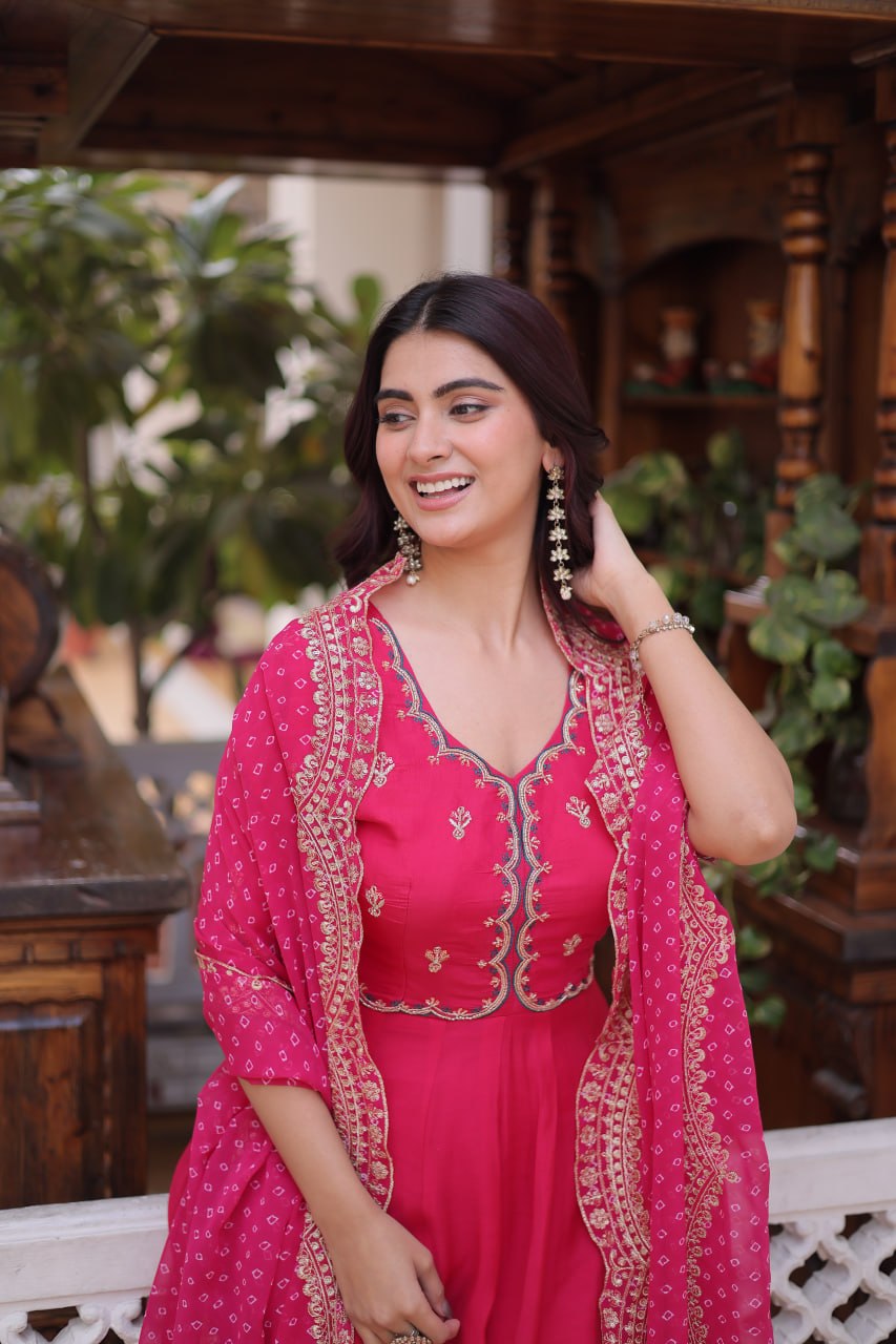 FANCY KURTI SET WITH SEQUINS CUT WORK DUPATTA