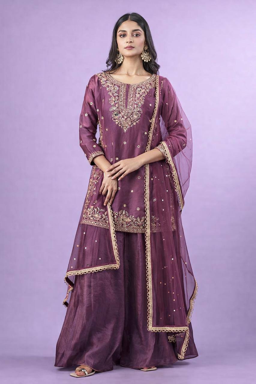 FENDY SILK SHARARA KURTA SET WITH DUPATTA