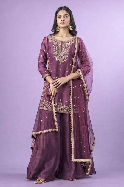FENDY SILK SHARARA KURTA SET WITH DUPATTA
