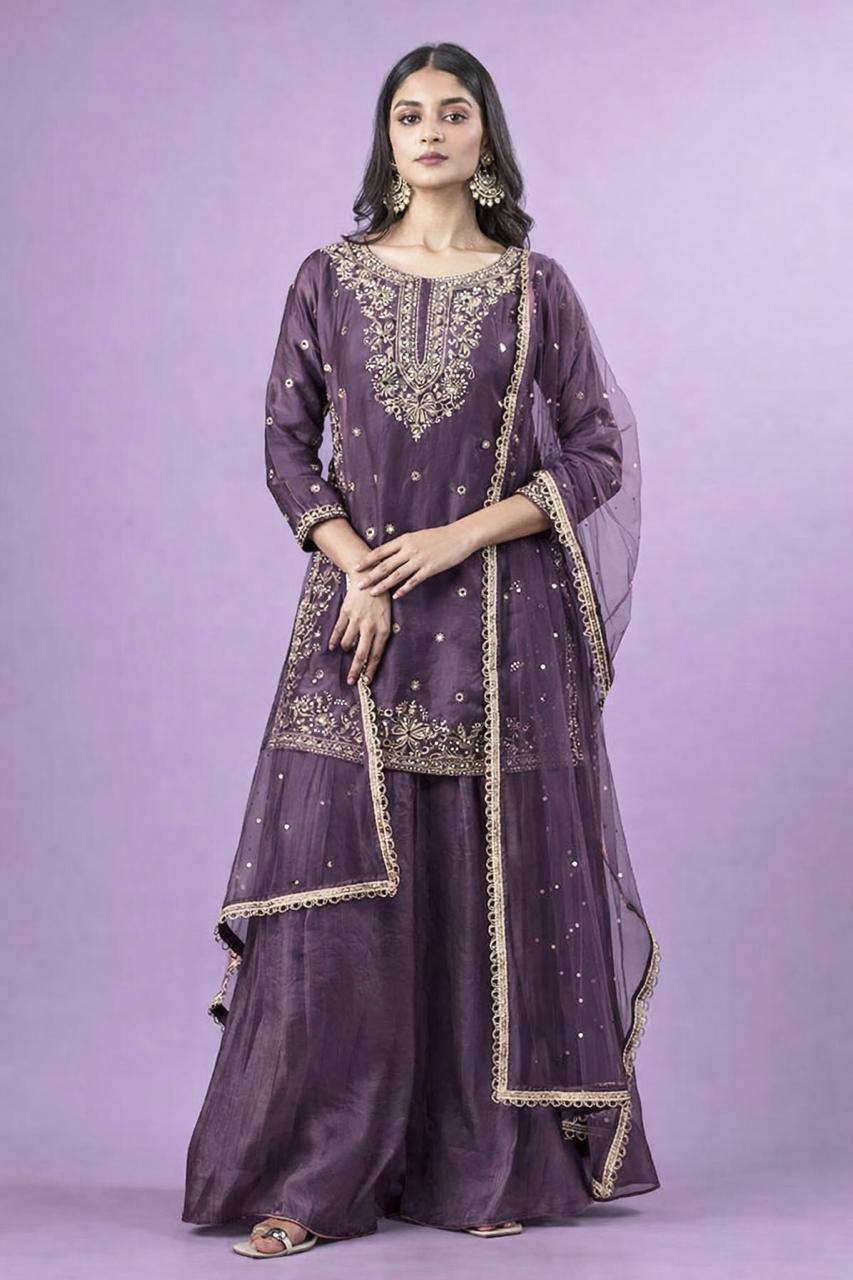 FENDY SILK SHARARA KURTA SET WITH DUPATTA