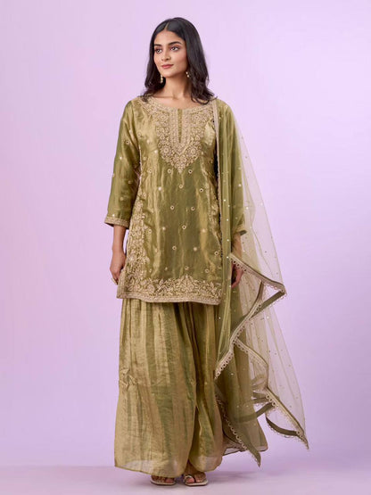 FENDY SILK SHARARA KURTA SET WITH DUPATTA