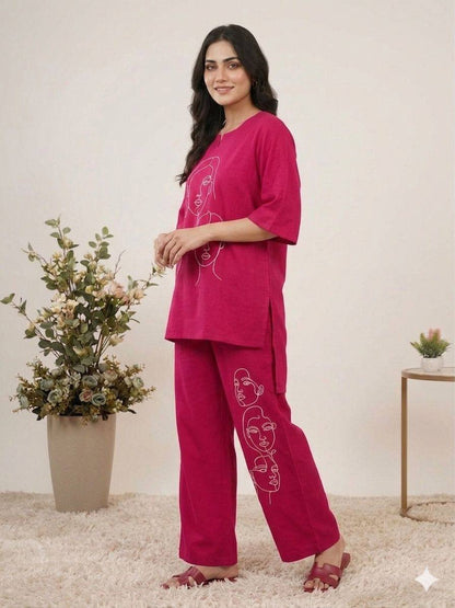 RANI PINK ROMAN SILK CO-ORD SET