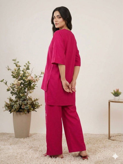 RANI PINK ROMAN SILK CO-ORD SET