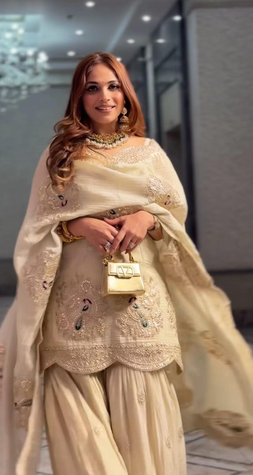 CHINON SILK WITH FULL SLEEVES EMBROIDERY WORK KURTI WITH PLAZZO