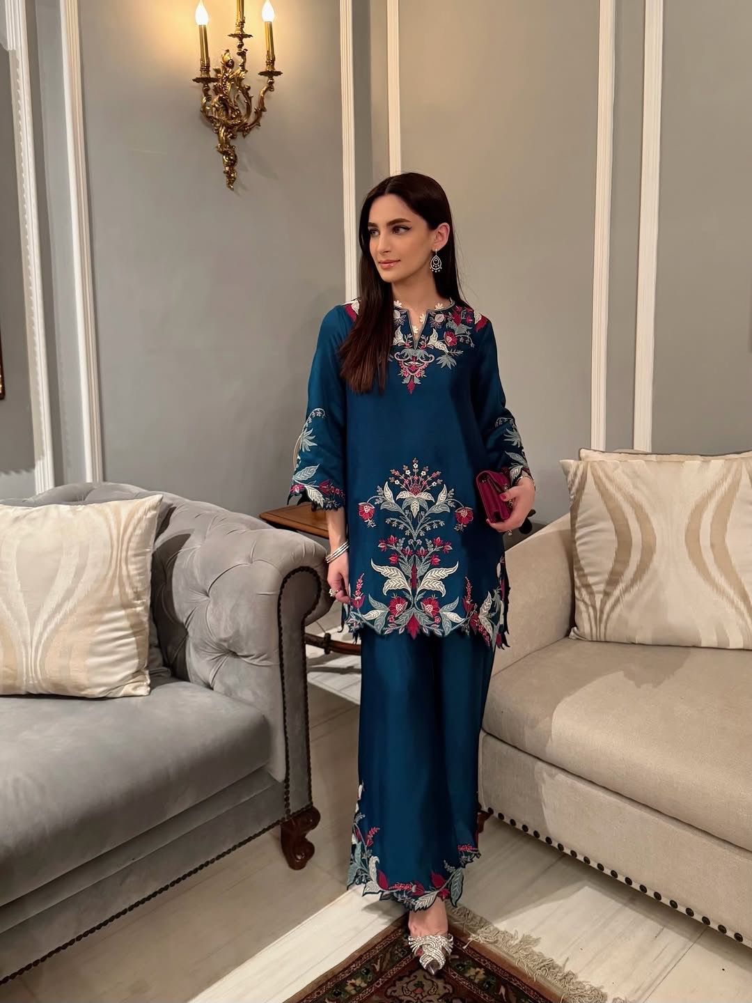 BANDHANI FRENCH CRAPE EMBROIDERED CO-ORD SET