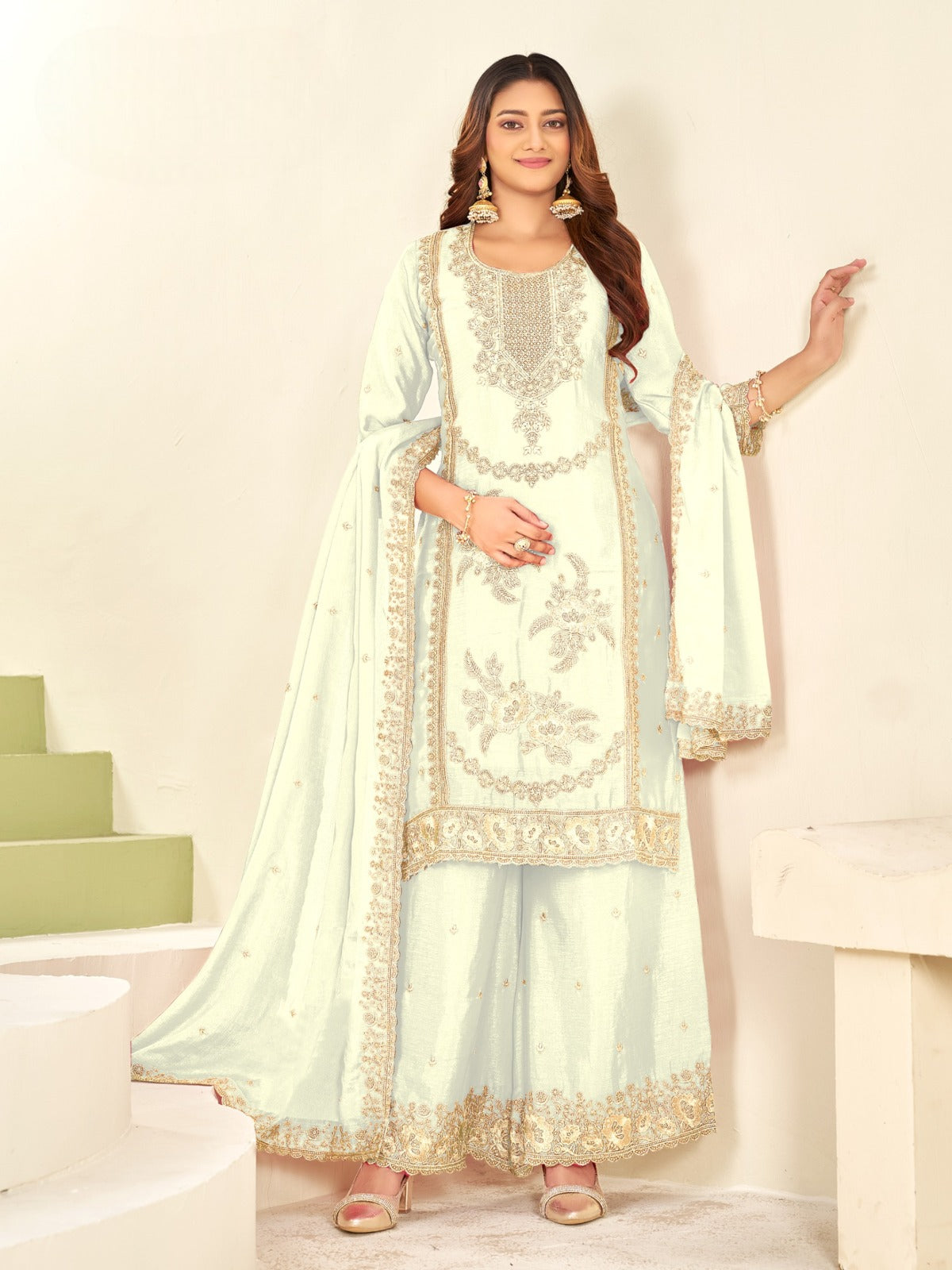 PURE CHINON KURTA SET WITH DUPATTA