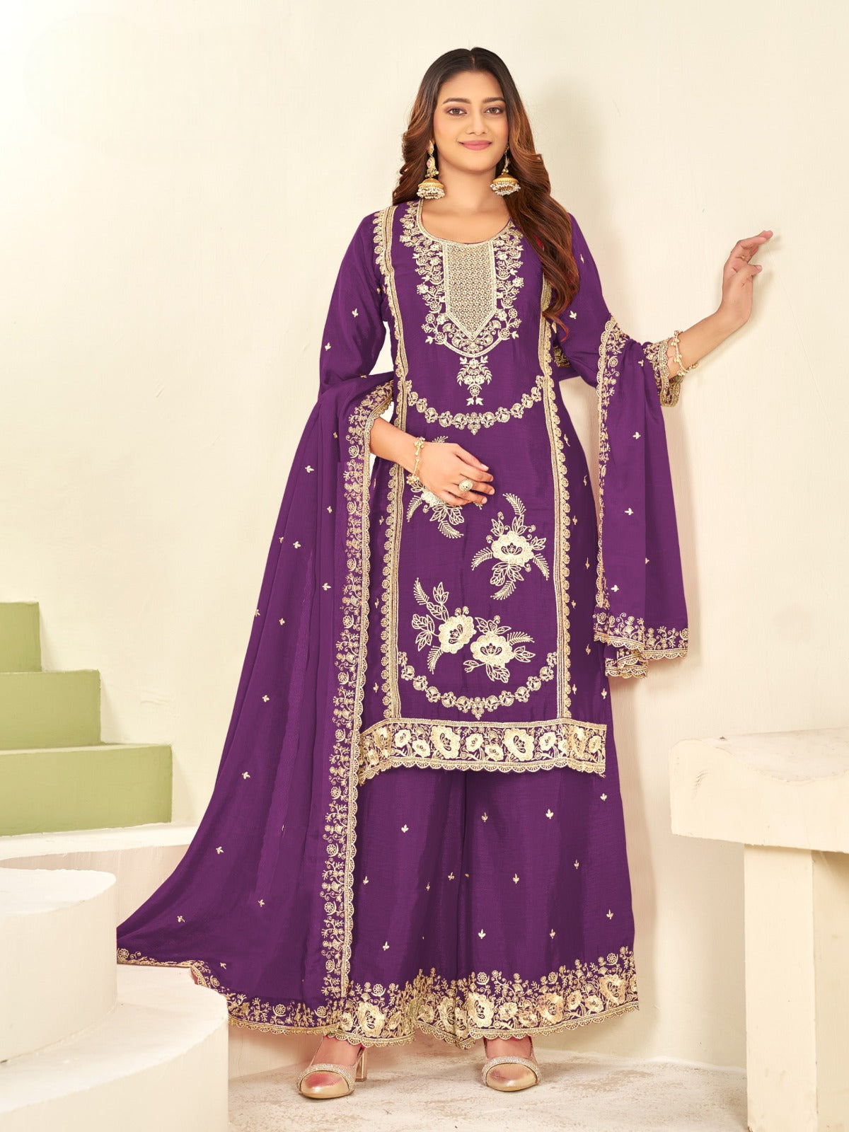 PURE CHINON KURTA SET WITH DUPATTA