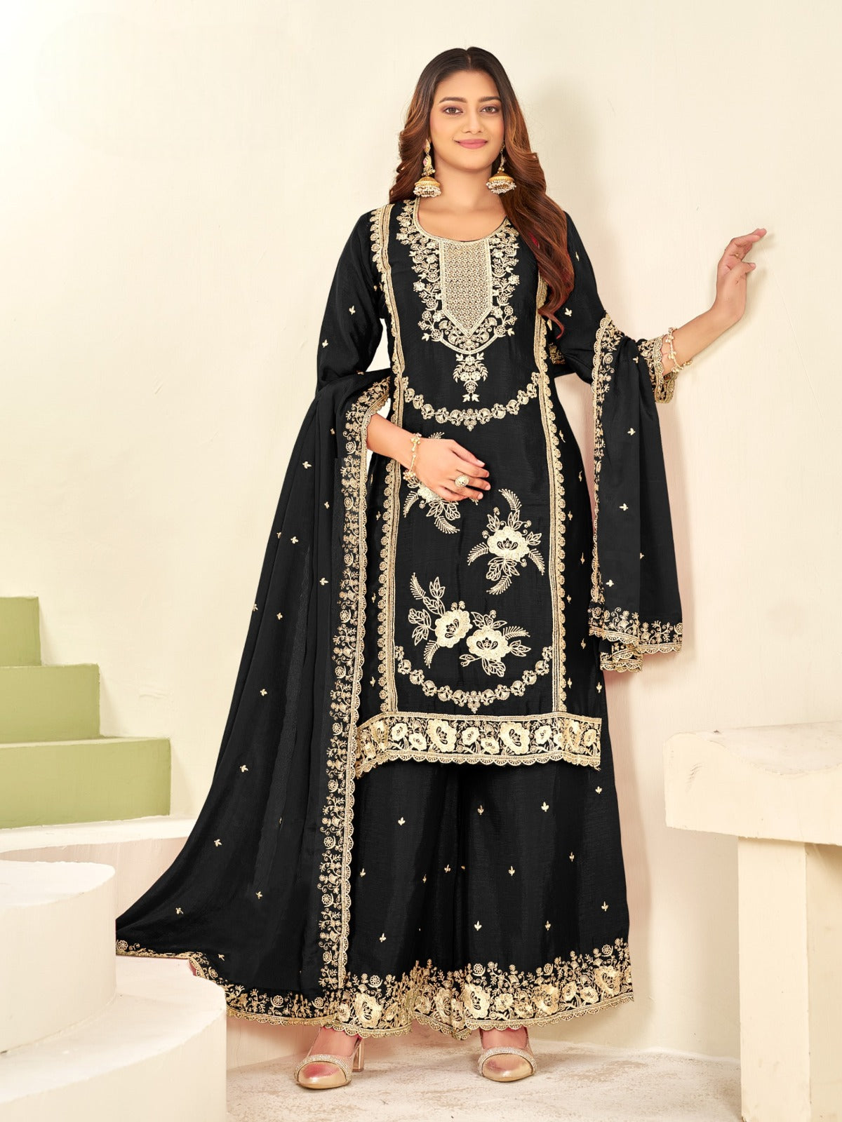 PURE CHINON KURTA SET WITH DUPATTA