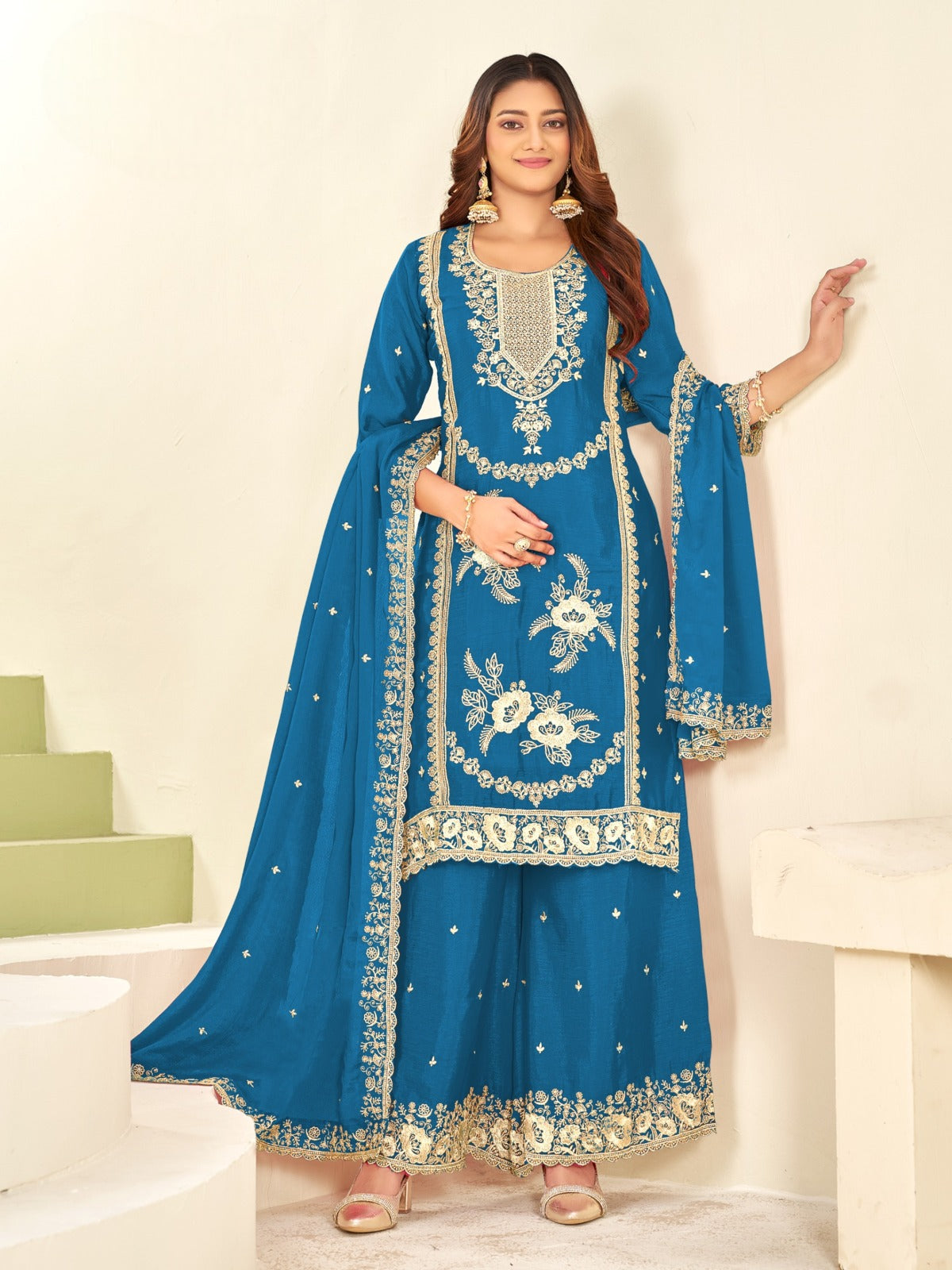 PURE CHINON KURTA SET WITH DUPATTA