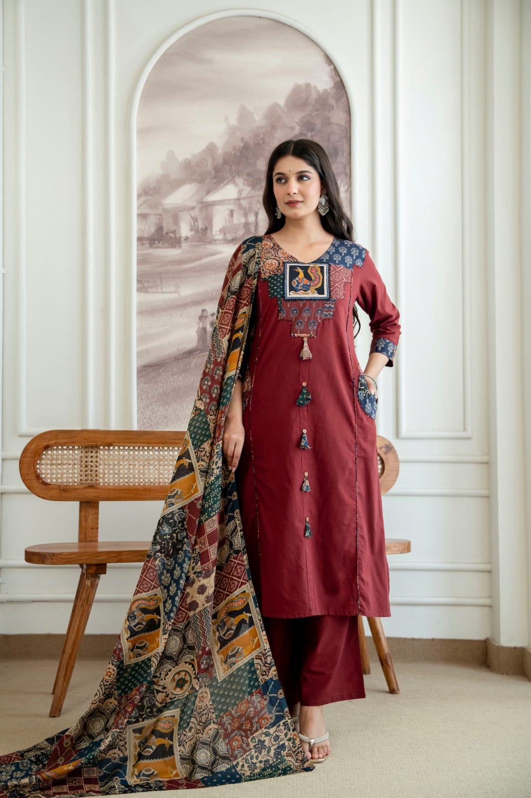 AAKRITI - TRENDY PATCH WORK COTTON SUIT SET
