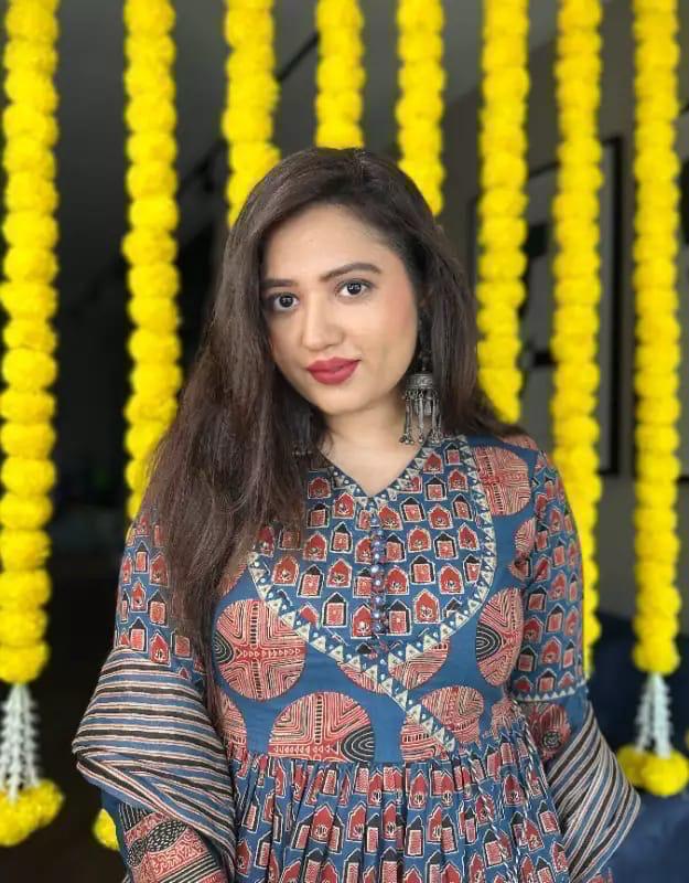 DO PATTI AJRAKH PRINT COTTON ANARKALI