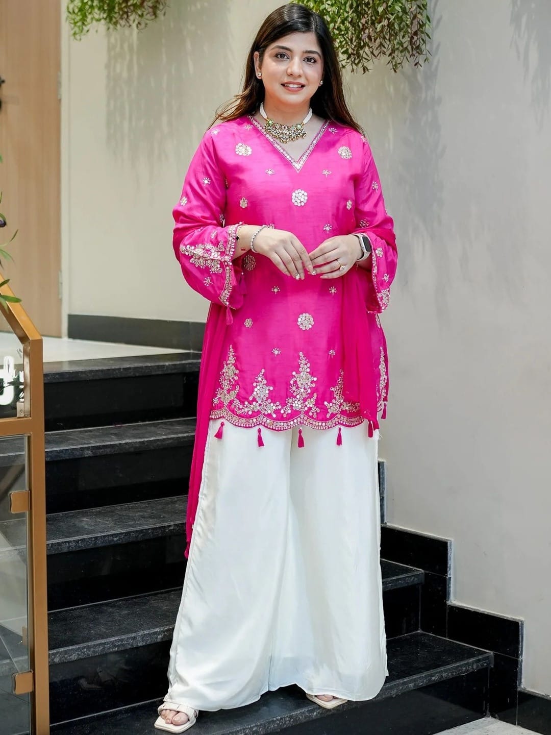 ELEGANT EMBROIDERY KURTA & PLAZZO SET WITH DUPATTA