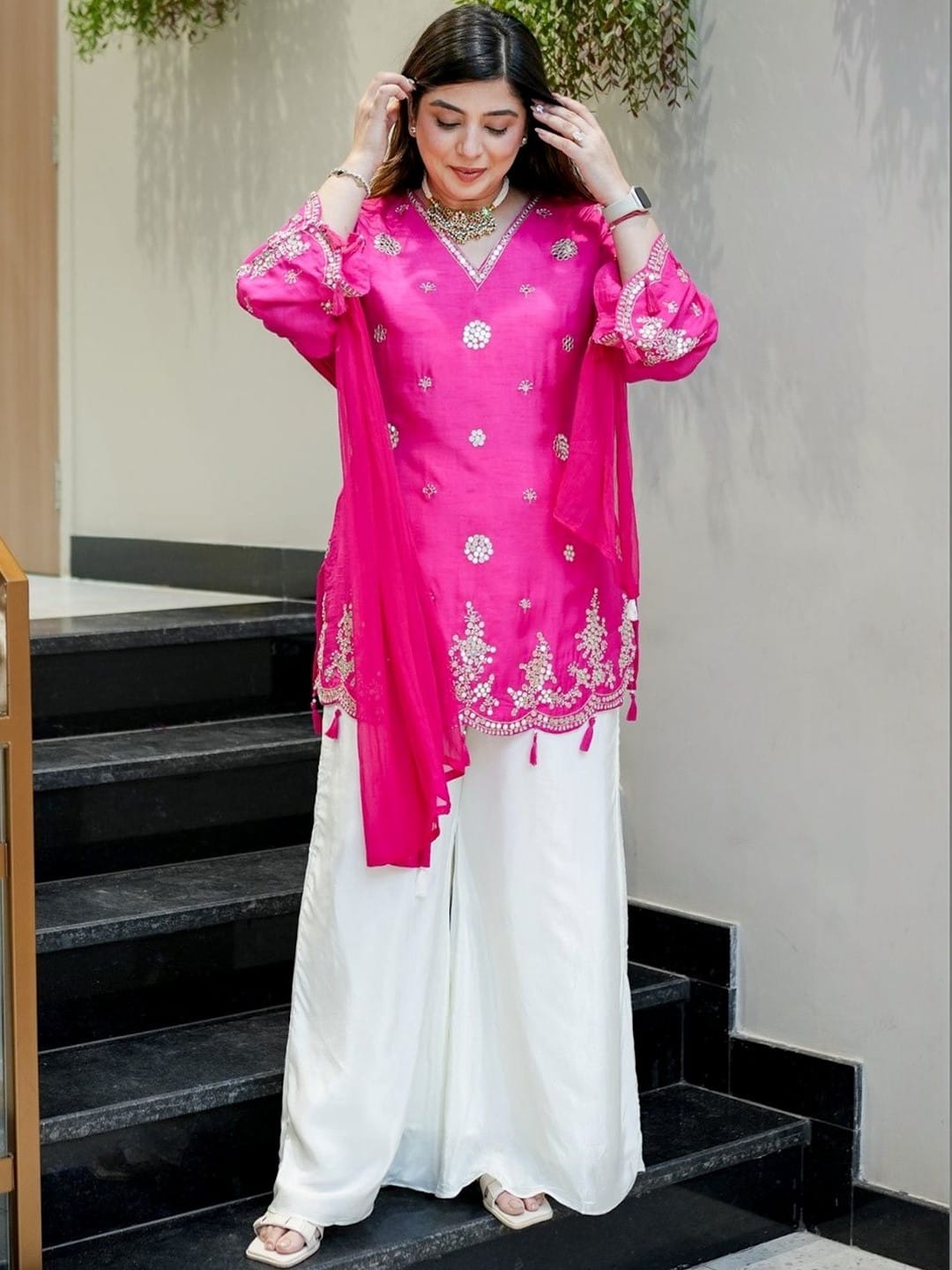 ELEGANT EMBROIDERY KURTA & PLAZZO SET WITH DUPATTA