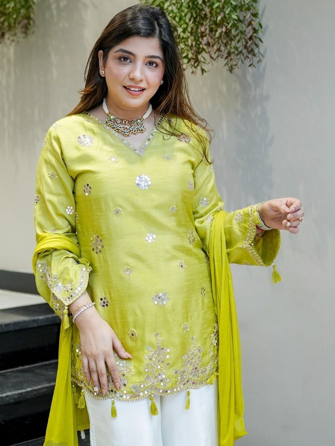 ELEGANT EMBROIDERY KURTA & PLAZZO SET WITH DUPATTA