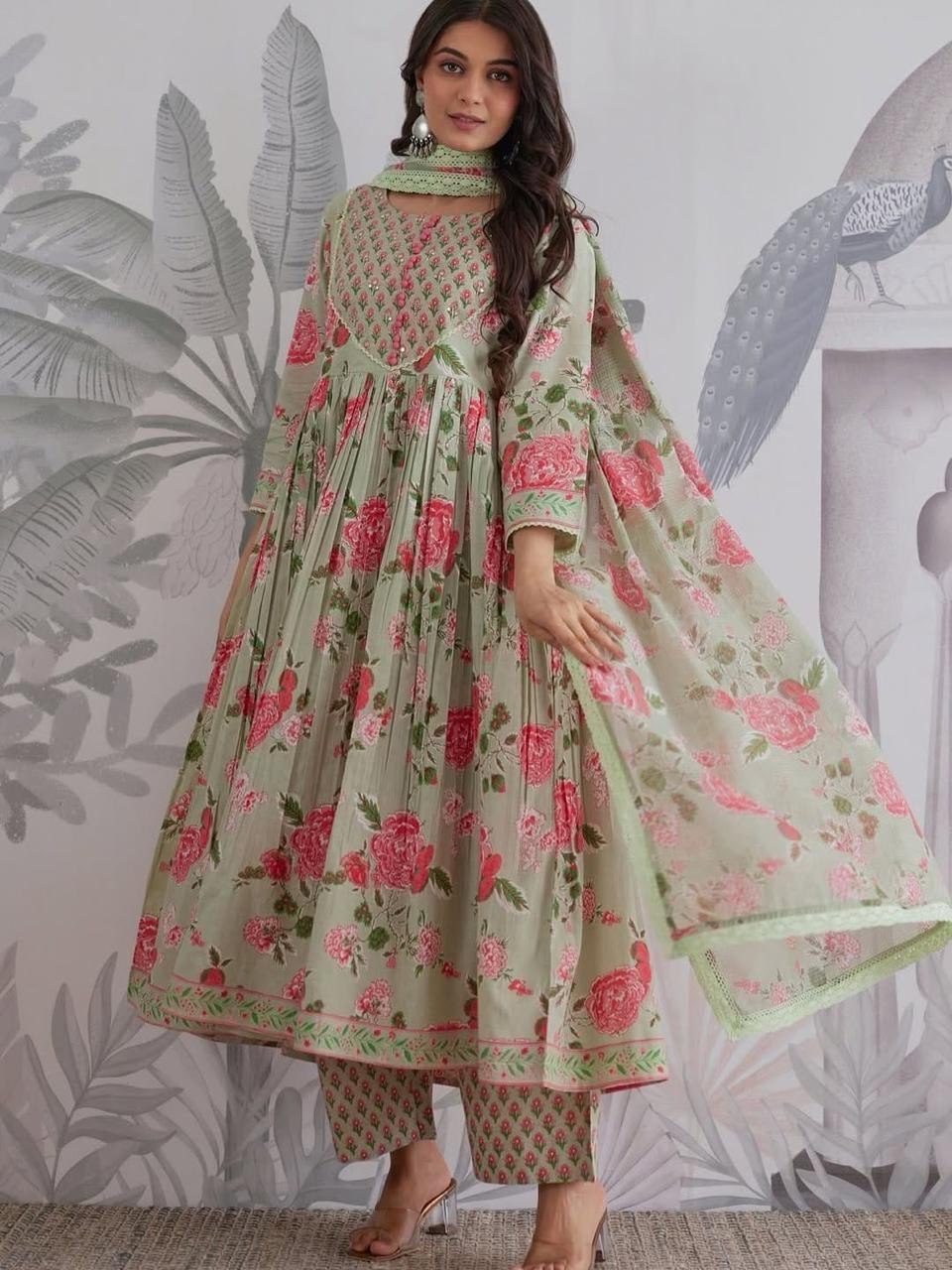COTTON FLORAL PRINTED ANARKALI