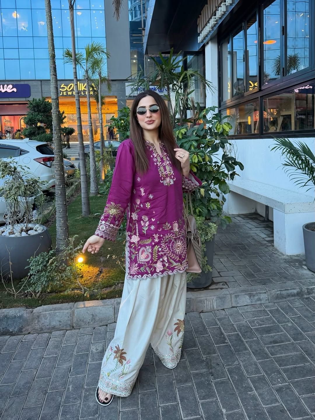 PURPLE FRENCH CRAPE EMBROIDERY WORK CO-ORD SET