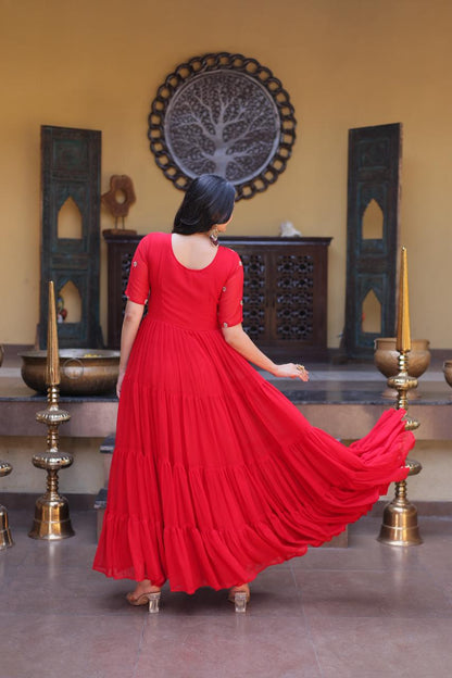 STUNNING ZARI WORK GEORGETTE FESTIVE WEAR GOWN