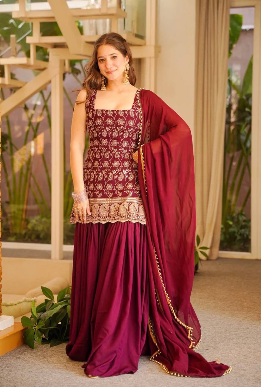 HEAVY EMBROIDERY SHARARA SUIT SET
