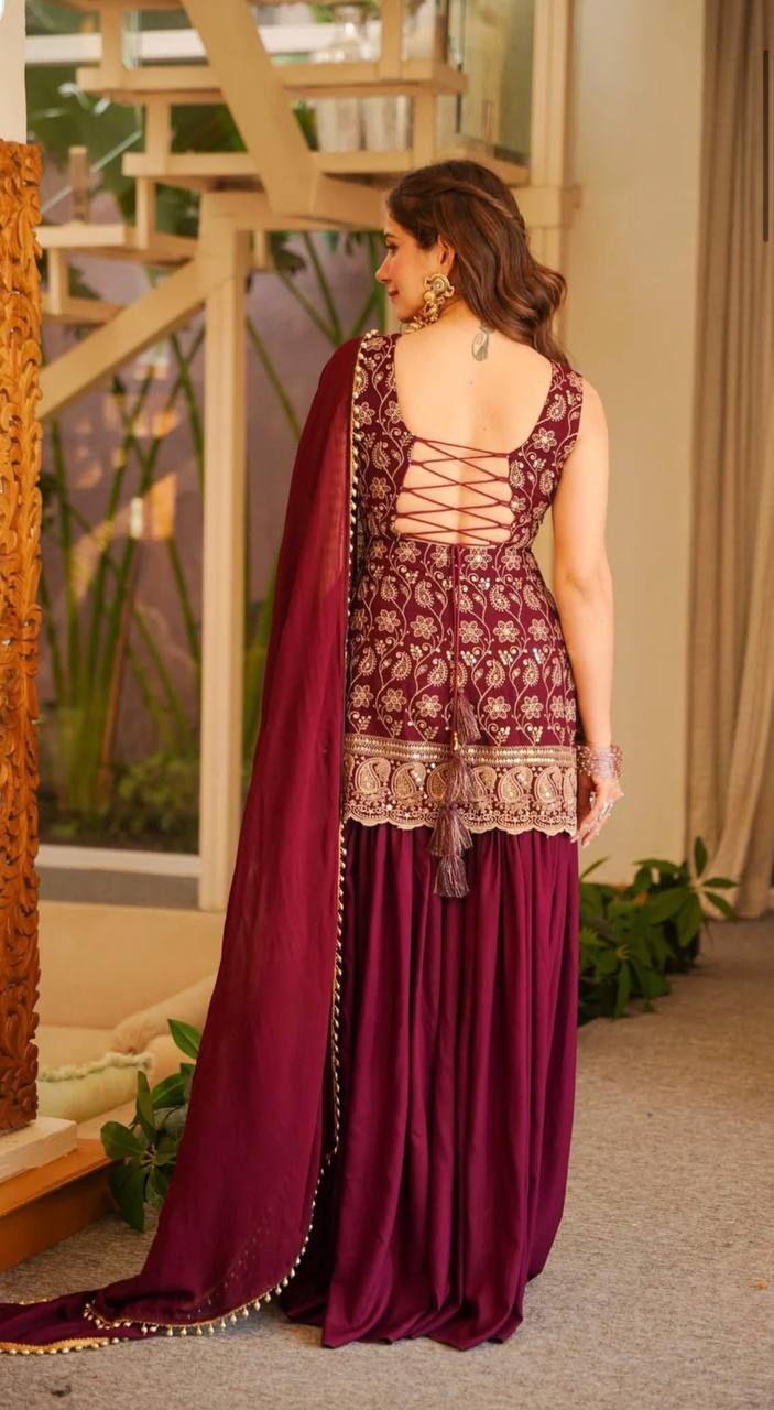 HEAVY EMBROIDERY SHARARA SUIT SET